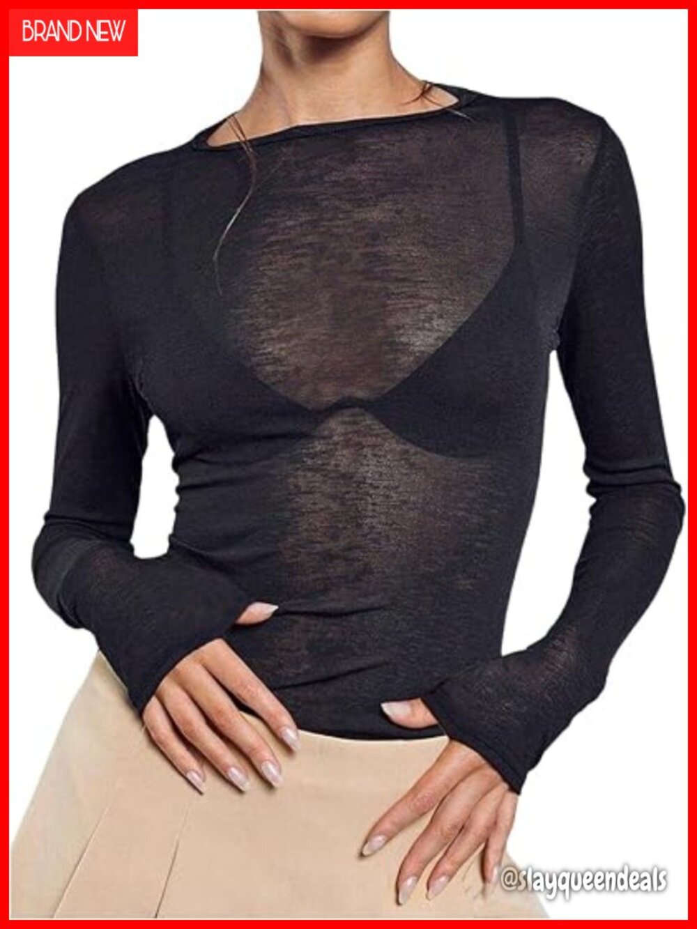 Sheer Mesh Long Sleeve Going Out Top Concert Party Sexy Blouse